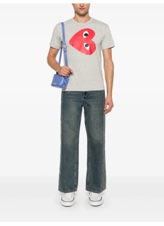 comme des garçons play camiseta hombre t-shirt logo print play logo - axt264051 grey