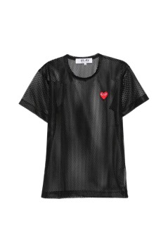 comme des garçons play camiseta hombre t-shirt red emblem: mesh red heart - axt351051 black