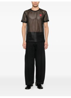 comme des garçons play camiseta hombre t-shirt red emblem: mesh red heart - axt351051 black