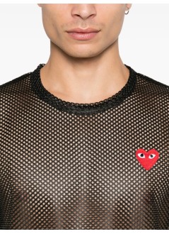 comme des garçons play camiseta hombre t-shirt red emblem: mesh red heart - axt351051 black