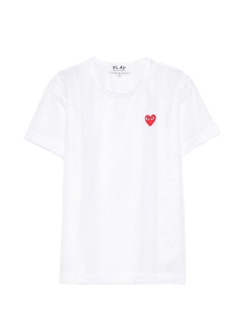 comme des garçons play camiseta hombre t-shirt red emblem: mesh red heart - axt351051 white