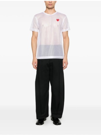 comme des garçons play camiseta hombre t-shirt red emblem: mesh red heart - axt351051 white 2