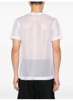 comme des garçons play t-shirt mant-shirt red emblem: mesh red heart - axt351051 white