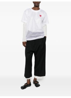 comme des garçons play t-shirt mant-shirt red emblem: mesh red heart - axt351051 white