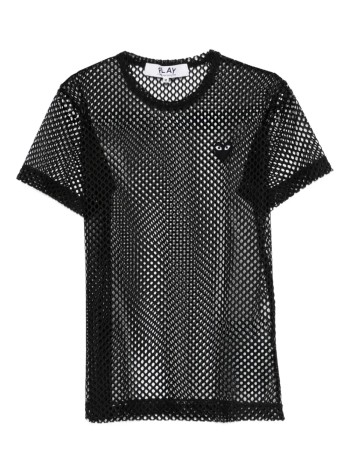 comme des garçons play camiseta hombre t-shirt red emblem: mesh black heart - axt352051 black