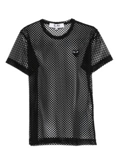 comme des garçons play t-shirt mant-shirt red emblem: mesh black heart - axt352051 black