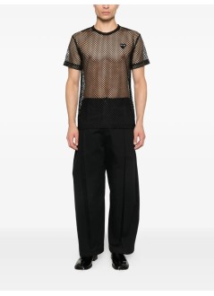 comme des garçons play t-shirt mant-shirt red emblem: mesh black heart - axt352051 black