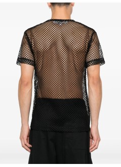 comme des garçons play t-shirt mant-shirt red emblem: mesh black heart - axt352051 black