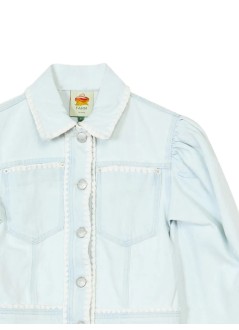 farm rio outerwear mujer denim crochet jacket - 351605 l0034