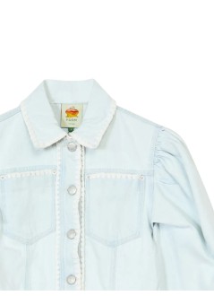 farm rio outerwear mujer denim crochet jacket - 351605 l0034