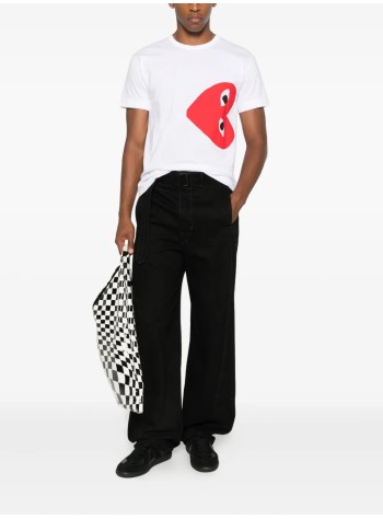 comme des garçons play camiseta hombre t-shirt logo print red heart - axt345051 white red 2