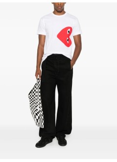 comme des garçons play camiseta hombre t-shirt logo print red heart - axt345051 white red