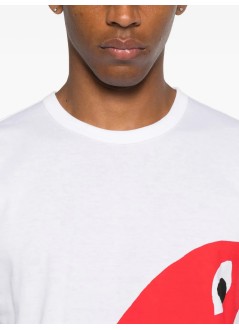 comme des garçons play camiseta hombre t-shirt logo print red heart - axt345051 white red