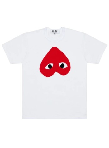 comme des garçons play camiseta hombre t-shirt logo print red heart - axt346051 white red