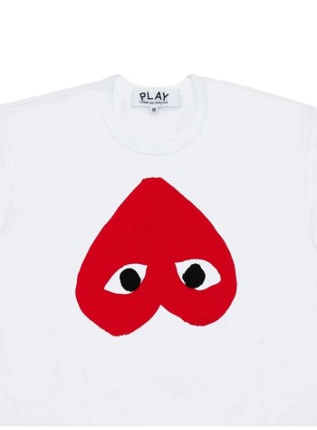 comme des garçons play camiseta hombre t-shirt logo print red heart - axt346051 white red 2