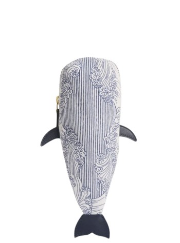 inoui editions cartera mujer whale embroidered case trousse brodee baleine poseidon - pm23tbp24 navy bleu marine