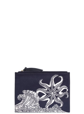inoui editions clutch mujer pouch pochette poseidon - pm23po24 navy bleu marine