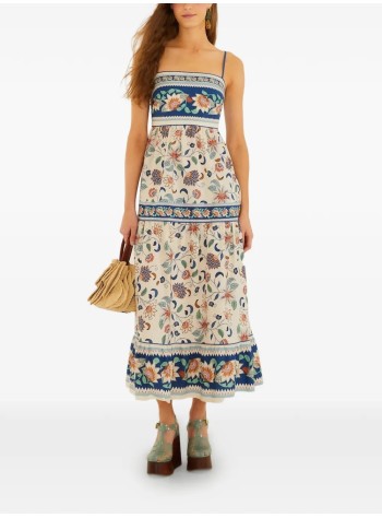 farm rio dress womanfloral delhi tapestry light pink midi dress - 358182 26042 2