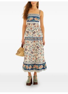 farm rio vestido mujer floral delhi tapestry light pink midi dress - 358182 26042