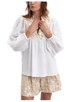 greek archaic kori dress womantunic flakes l/s bib colar - s26k4064177 4106