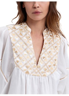 greek archaic kori dress womantunic flakes l/s bib colar - s26k4064177 4106