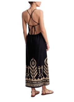 greek archaic kori dress womandress long feather cross straps - s26k2133129 1201