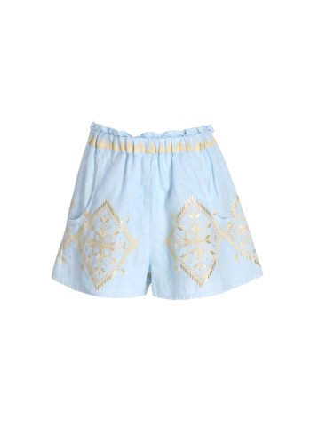 greek archaic kori short pant womanshorts lefkada ruffles elasic waistband - s26k2141131 1801