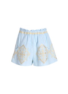 greek archaic kori short pant womanshorts lefkada ruffles elasic waistband - s26k2141131 1801