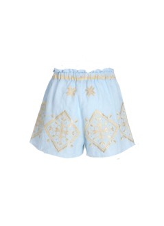 greek archaic kori short pant womanshorts lefkada ruffles elasic waistband - s26k2141131 1801