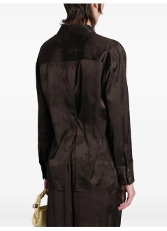 ganni shirt womanfluid satin jacquard long sleeve shirt - a1040264 zwx