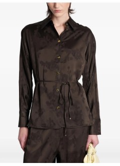 ganni shirt womanfluid satin jacquard long sleeve shirt - a1040264 zwx