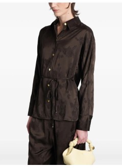 ganni shirt womanfluid satin jacquard long sleeve shirt - a1040264 zwx