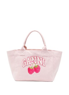 ganni handbag mujer medium trapeze shopper raspberry print - b2110087 135
