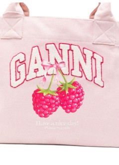 ganni handbag mujer medium trapeze shopper raspberry print - b2110087 135