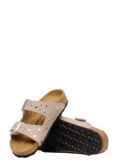 birkenstock sandalia junior arizona rivets kids syn soft - 1031708 gray taupe