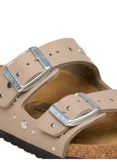 birkenstock sandalia junior arizona rivets kids syn soft - 1031708 gray taupe