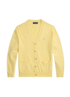 polo ralph lauren punto hombre cotton v-neck cardigan - 710890562501 wicket yellow