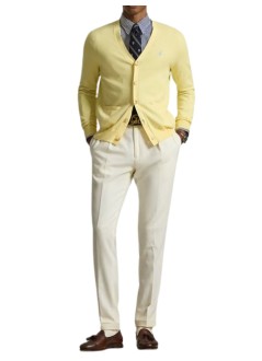 polo ralph lauren punto hombre cotton v-neck cardigan - 710890562501 wicket yellow
