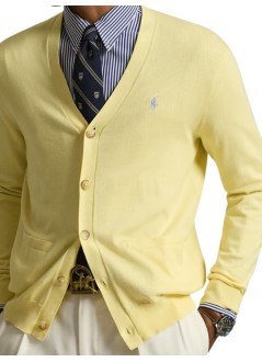polo ralph lauren punto hombre cotton v-neck cardigan - 710890562501 wicket yellow