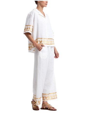 greek archaic kori t-shirt womanshirt selene s/s v neck - s26k2175065 1101 2