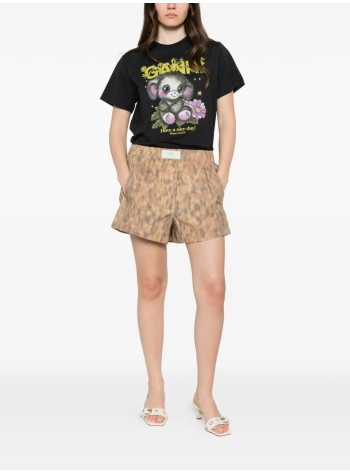 ganni short pant womanprinted stretch cotton elasticated shorts - a1110054 zzt 2