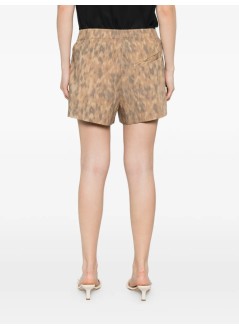 ganni pantalon corto mujer printed stretch cotton elasticated shorts - a1110054 zzt