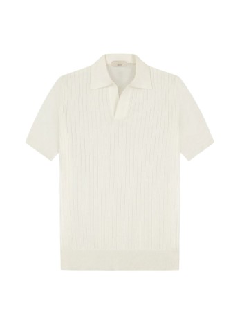 aurélien polo manbuttonless polo shortsleeve ribbed - 020230802140001 ivory