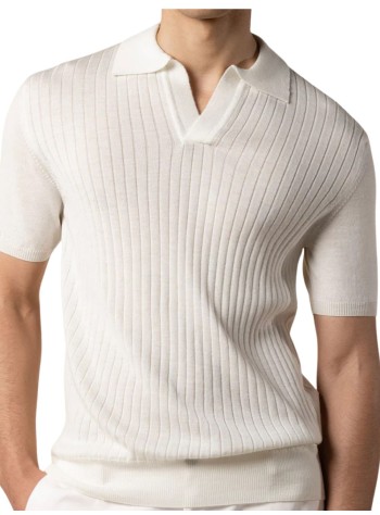 aurélien polo manbuttonless polo shortsleeve ribbed - 020230802140001 ivory 2