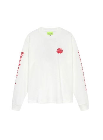 new amsterdam t-shirt manlogo longsleeves - 2601106001 washed white deep red
