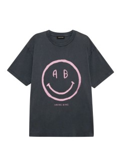 anine bing top womancade tee smiley - a0812928whg1 grey