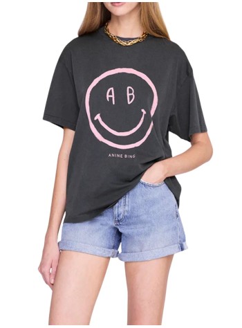 anine bing top mujer cade tee smiley - a0812928whg1 grey 2