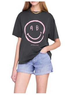 anine bing top womancade tee smiley - a0812928whg1 grey