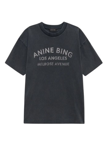 anine bing top womancade tee melrose stencil - a0812930wbl1 black