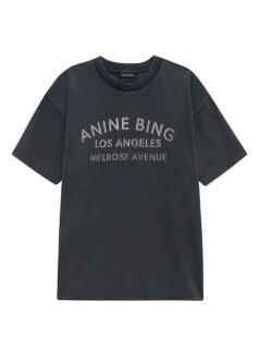 anine bing top womancade tee melrose stencil - a0812930wbl1 black
